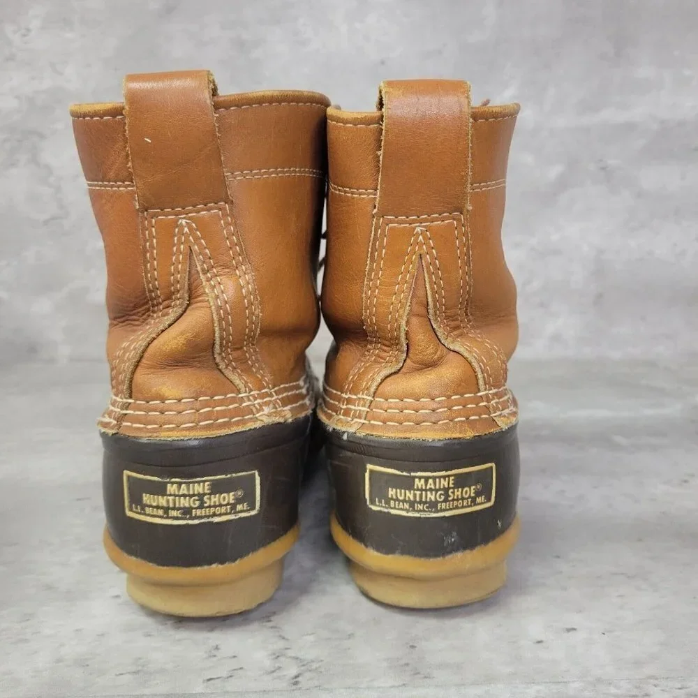 Vintage LL Bean‎ Boots Womens 7 Brown Maine Hunting Shoe Unlined Leather Duck